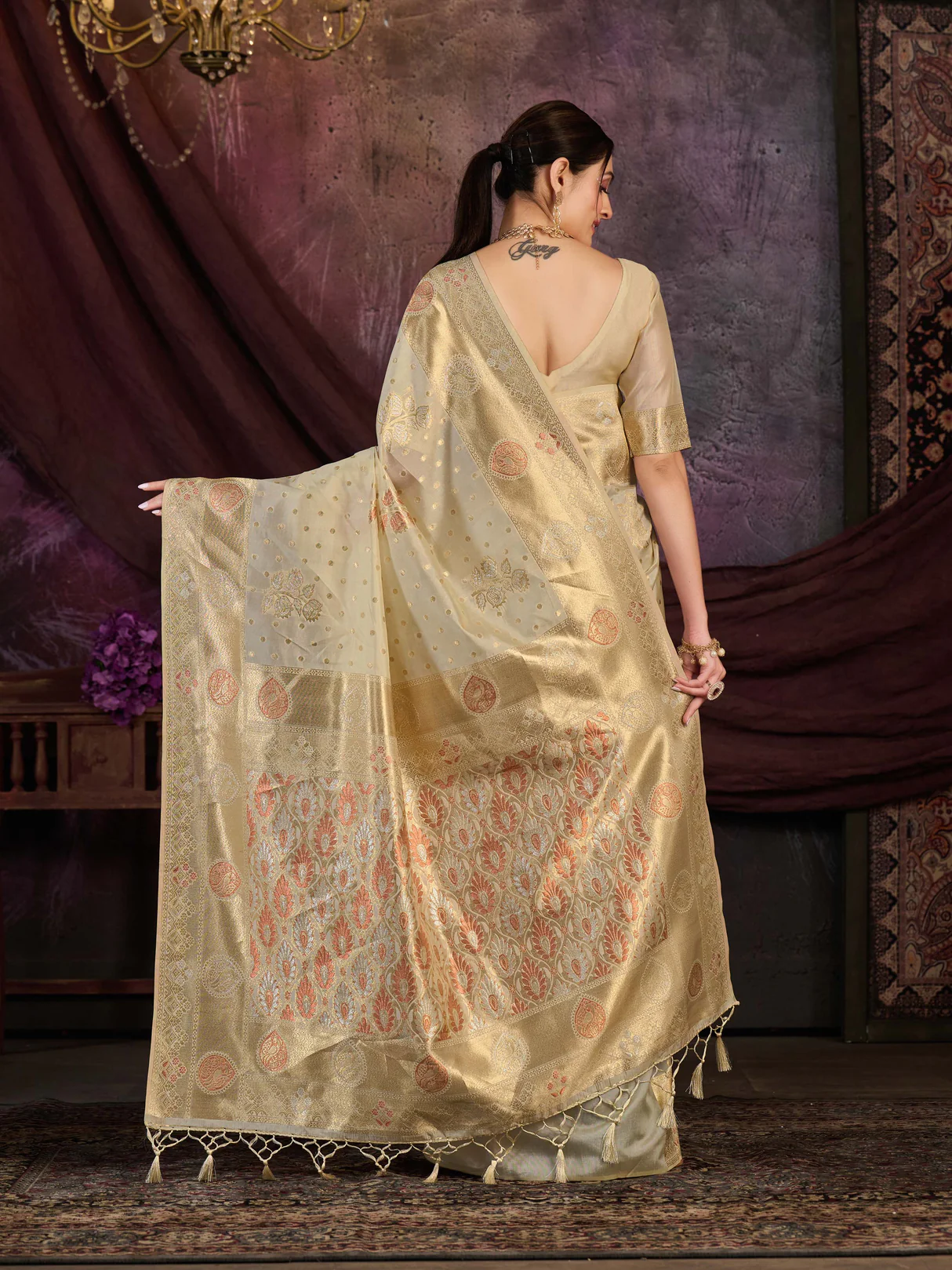 Women's Woven Design Kanjivaram Art Silk Saree With Blouse Piece 19 - Image 2