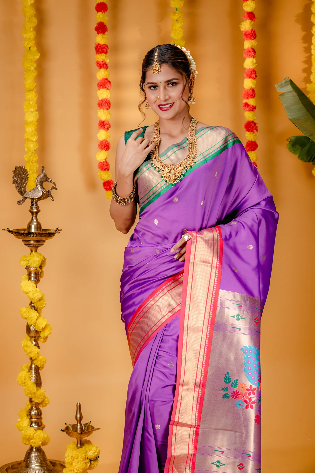 Women's Woven Design Paithani Style Art Silk Saree With Blouse Piece - Image 2